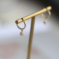 wholesale 9K Gold Full Diamond Small Hoop Earrings, Zirconia Minimalist Elegant Korean Japanese Style Ear Clips-0-0