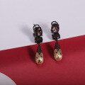 wholesale S925 Silver Designer Natural Smoky Quartz Earrings, Vintage Style High-End Design with Colored Gemstone Ear Studs and Drops-0-2