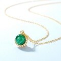wholesale S925 Silver Gold-Plated New Japanese Light Luxury Malachite Crescent Pendant Choker Necklace for Women, Drop Shipping-0-3