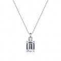 S925 Silver Wholesale Women's Emerald Cut Moissanite Square Collarbone Necklace-0-4