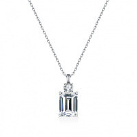 S925 Silver Wholesale Women's Emerald Cut Moissanite Square Collarbone Necklace-4 carats (set with moissanite)  925 silver
