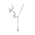 wholesale S925 Sterling Silver Ins Style Full Diamond Butterfly Flower Necklace, Small and Unique Design Collarbone Chain Y01053-0-4