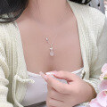 wholesale S925 Silver Floral Butterfly Secret Realm Necklace for Women, Ethereal and Niche, Exquisite and Versatile, Double Butterfly Pendant Necklace with Chalcedony-0-3