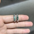 wholesale Sterling Silver Tiktok Horus Lake Water Blue 5*10mm 1ct Blue-Green Moissanite Ring Unisex-0-5