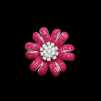 wholesale 925 Silver Gold-Plated Ring with High-Carbon Diamond, Round Cut, Tiffany Setting, Pigeon Blood Red Jewelry for Women-Red Daisy Ring One size fits all, adjustable opening