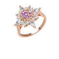 wholesale 18K Gold & S925 Sterling Silver Flower Ring Fashionable and Sophisticated 1 Carat Moissanite Diamond Ring-0-10