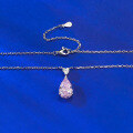 wholesale S925 Silver Pink Diamond Pear-shaped Heart Necklace, Elegant and Versatile for Cross-border Live Streaming-0-3