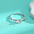 wholesale S925 Sterling Silver Cross-Border 4*6 Emerald-Cut Moissanite Ring, Petite and Exquisite Women's Ring, Fashionably Versatile-0-1