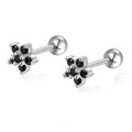 wholesale 925 Sterling Silver Floral Stud Earrings with Petal Design and Inlaid Crystals, Screw-piercing Ear Accessories for Women, Cross-border Wholesale-0-8