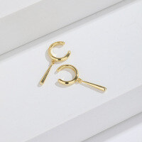 wholesale Sterling Silver One Piece Anime Zoro Style Clip-On Earrings Ear Cuffs for Men and Women-Gold (single 925 silver