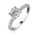 Silver Moissanite Four-Prong Ins Tail Ring for Live Streaming Supply-0-3