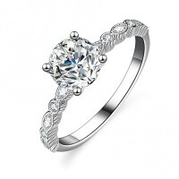 Silver Moissanite Four-Prong Ins Tail Ring for Live Streaming Supply-1 carat (set with eight hearts and eight arrows zircon)  15 yards
