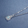 S925 Silver-Plated A-Grade Natural Blue Water Jade Gourd Pendant Necklace-0-2