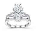S925 Sterling Silver Moissanite Crown Ring for Versatile Commuting, Small and Luxurious-0-3