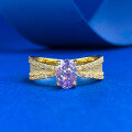wholesale S925 silver jewelry ring, 5*7mm lavender purple diamond, fresh and fashionable ring for spring and summer seasons-0-5