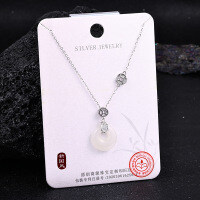 S925 Sterling Silver Hetian Jade Pendant Necklace, New Chinese Style Maitreya Buddha Locklace-S925 Sterling Silver + Hetian Jade (HD-0079/2.97G)  925 Silver