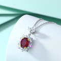 wholesale 925 Sterling Silver Ruby Pendant Natural Stone Garnet Zircon Necklace for Women High-End Sense European and American Style Sterling Silver Collarbone Chain-0-1