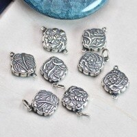 wholesale 925 Sterling Silver Plum Orchid Bamboo Chrysanthemum Pendant Retro Ethnic Style Handwoven Bracelet DIY Material Accessory Charm-Double circle "Plum" single
