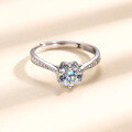 wholesale Sterling Silver Cross-Border Hit Six-Claw D Color 80-Point Moissanite Ring, Luxury Fashion for Girlfriend Proposal Gift-0-1