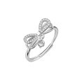 wholesale S925 Sterling Silver Bow Tassel Zircon Openwork Minimalist Ring Sweet and Elegant Ultra-Sparkling Diamond-Accented Band-0-4