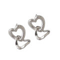 wholesale S925 Sterling Silver 275 Korean Version INS New Hollow Double-Layer Heart Stud Earrings Versatile Elegant Women's Earrings-0-4