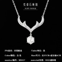 S925 Silver New Deer-themed Pendant Necklace with 1ct Moissanite for Valentine's Day-MS-317QB Moissanite Necklace