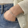 wholesale S925 Sterling Silver Stylish Double-Layer Chain Knot Bracelet, Ins Style High-End Fashion Accessory S6282-0-2