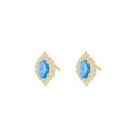 wholesale S925 Sterling Silver French Retro Micro-set Zircon Earrings For Women, Minimalist And Advanced Color Zircon-E4066-Blue Zirconium 925 Silver