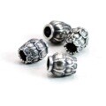 wholesale S925 Sterling Silver Lotus Scattered Beads Large Hole Retro Handmade DIY Braided Rope Straight Barrel Beads Lotus Pod Spacer Beads Silver Jewelry Accessories-0-1