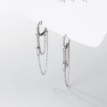 wholesale S925 silver circular chain tassel ear clip Korean style personalized women's double-layer minimalist earrings M02092-0-3