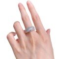 wholesale S925 Sterling Silver Fashionable Light Luxury Personality Half-Circle Square Diamond Full Diamond Ring-0-4