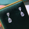 wholesale S925 silver drop earrings for women with high-carbon diamond, Korean-style elegant earrings for live streaming-0-2