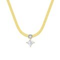 wholesale 925 Silver Metal Material Ins Style Cross-Border Independent Station 15ct Princess Cut Moissanite Inlaid Snake Chain Stackable Women's Necklace-0-6