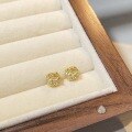 wholesale 925 Sterling Silver Vintage Yellow Diamond Stud Earrings for Women, Small Sugar Cube Cute and Minimalist High-End Fashion Ice-Cut Earrings-0-2