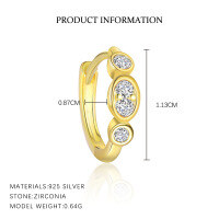 wholesale S925 Sterling Silver Minimalist French Cross-border Geometric Round Stud Earrings For Women, Wholesale-E4803-Gold/Pair 925 Silver