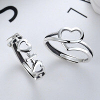 wholesale S925 Sterling Silver Simple Smooth Interwoven Heart Hollow Heart-shaped Cross Korean Dongdaemun High-end-YJ058/A model is about 1.7 grams. The opening is adjustable.