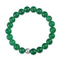wholesale 925 Silver She's Jewelry New Style Inlaid Round Straight Hole 8mm Green Jade Pearl Bracelet 16-19cm-0-3