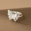 wholesale S925 Sterling Silver Fresh and Sweet Ins Style Niche Design Diamond-Embroidered Lace Butterfly Ring R02874-0-0