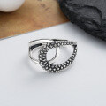 wholesale S925 Sterling Silver Retro Geometric Crossover Design Wide Band Thai Silver Ring, Wide Vintage European and American Style Fashion Accessory Ring-0-1