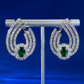 wholesale S925 Silver Fashion Banquet-Style Luxury Set 6*8mm Nano Green Earrings for Women with a High-End Feel-0-3