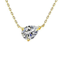 925 Silver Minimalist Teardrop Moissanite Pendant Necklace, Chic and Versatile-18k gold  5*8mm zircon version