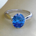 wholesale S925 Royal Blue Simulated 8*10 Oval Ring for Women, Minimalist Engagement Ring for Live Streaming-0-1