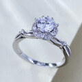 wholesale S925 Sterling Silver High Carbon Diamond Ring, Xiaohongshu Same Style, 1 Carat Light Luxury Sparkling Flower Diamond Ring-0-2