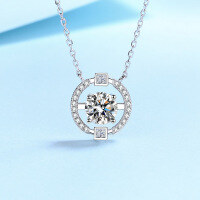 wholesale PT950-plated 925 sterling silver moissanite necklace for women, Valentine's Day gift, collarbone chain-5mm zircon 925 silver