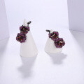 wholesale S925 Silver Designer Natural Gemstone Earrings, Floral Collection Russian Luxury Amethyst Earrings-0-2