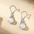 S925 Silver Freshwater Pearl Spoon Design French Luxury Ear Hooks, Simple and Elegant-0-6