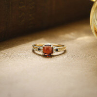 wholesale S925 Sterling Silver Red Pomegranate + Black Spinel + White Zircon Ring, Fashionable Niche Exquisite Design Oval Ring-Pomegranate Ring Size 6