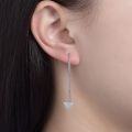 wholesale 18k Gold Plated Silver Summer New Korean Japanese Fresh and Elegant Triangle Ear Thread Tassel Earrings for Women with Moissanite-0-3