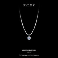 S925 Sterling Silver 0.5ct Moissanite Simple and Elegant Starry Necklace-S925 sterling silver with 50 point moissanite
