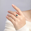 wholesale Silver-plated Lab-Created Emerald Asscher Cut Ring for Women-0-3